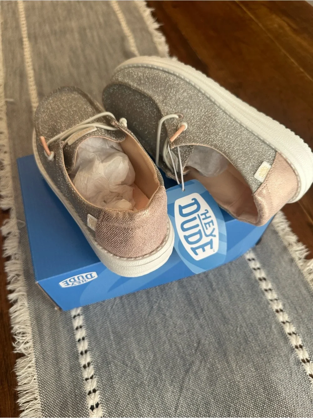 Shoes Kids Glitter Slip-On – Silver and Pink